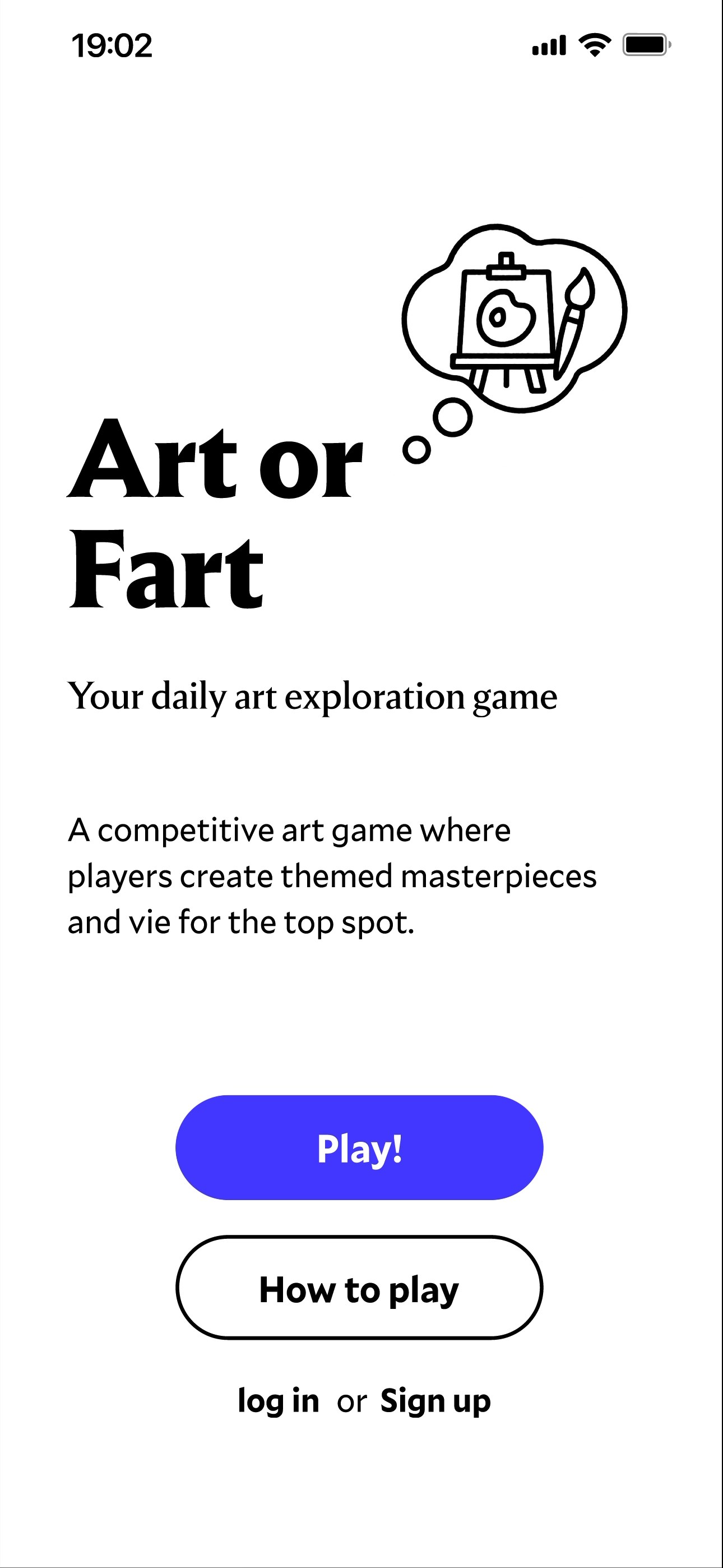 Art or Fart login and lobby screen