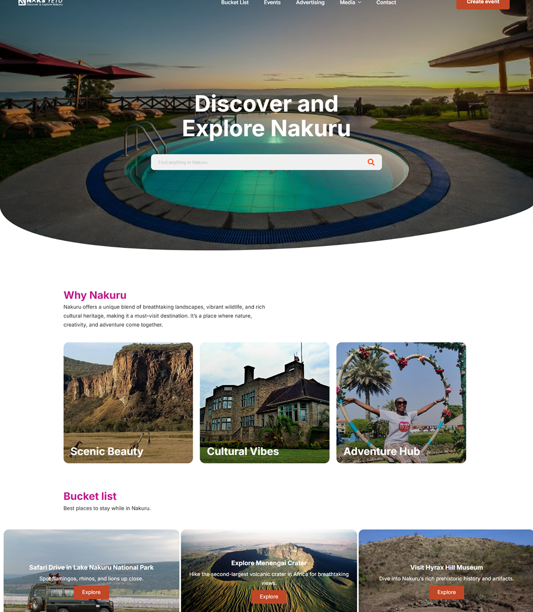 The Naks Yetu website homepage