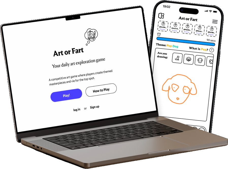 Art or Fart game on a laptop and phone