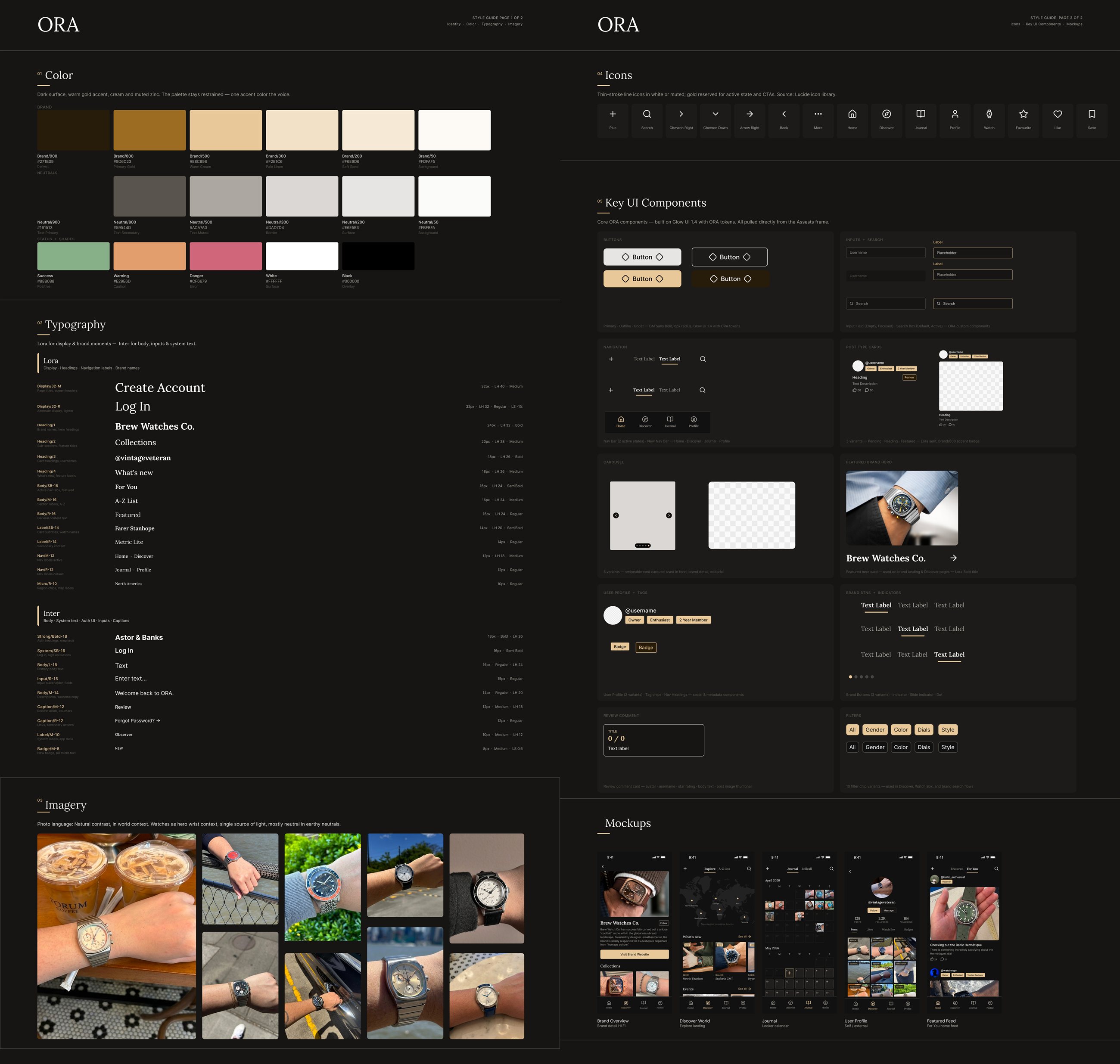 ORA style guide: color, typography, imagery, icons, components and mockups